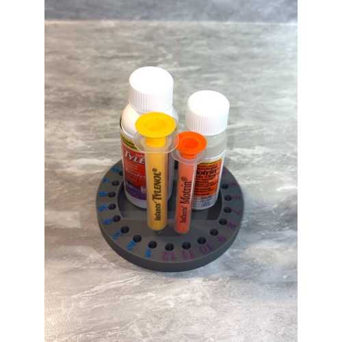 Baby + Children Medicine Time Tracker & Syringe Holder | Tylenol + Motrin Organizer | 3D Printed Medicine Reminder