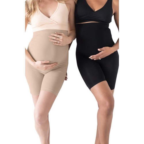 Maternity Assorted 2-Pack Seamless No-Rub Maternity Thigh Saver, Medium, Black Beige