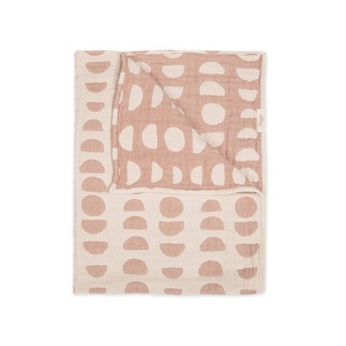 Crane Baby Cotton Muslin Jacquard Baby Reversible Blanket, Color: Beige