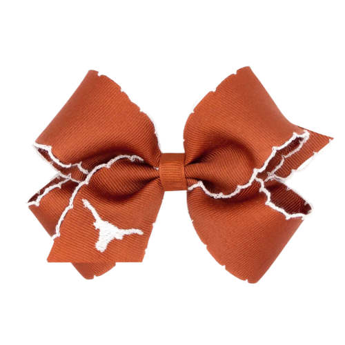 Medium Grosgrain Collegiate Embroidered Moonstitch Hair Bow- Texas