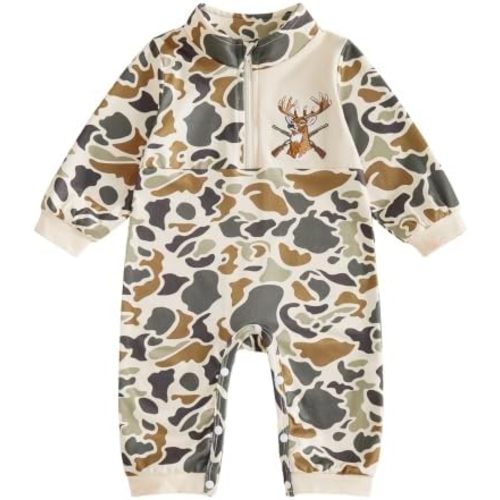 Newborn Baby Boy Hunting Outfit Jumpsuit Deer/Duck Camo Onesie