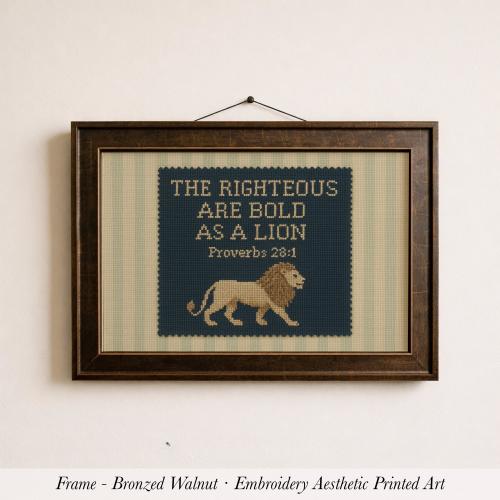 Proverbs Nursery Wall Art | Bold and Courageous Lion Print