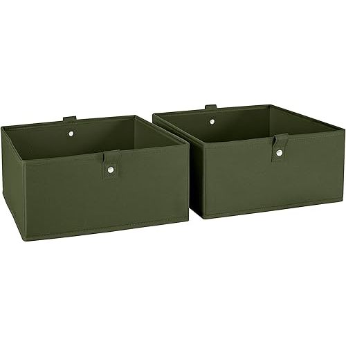 RiverRidge Kids 2pc Folding Storage Bins Set - 10.5” Bin Organizer with Handles - Olive Closet Organizer and Storage for Toys, Games, Shoes - Foldable Cube Storage Organizer Bins for Playroom, Nursery
