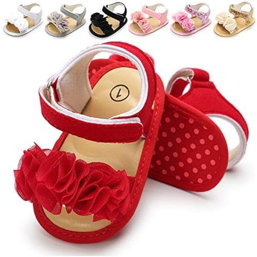 LAFEGEN Infant Baby Girls Summer Sandals Newborn Toddler First Walker Crib Dress Shoes