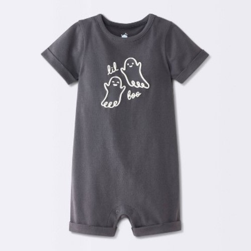 Baby' Halloween 'little boo' Jersey Romper - Cloud Island™ Dark Gray 6-9M