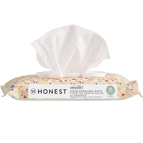 The Honest Company Clean Conscious Multi-Use Wipes | Hypoallergenic + Unscented for Sensitive Skin | Over 99% Water, Compostable, Plant Based, Baby Wipes | Terrazzo, 36 Count