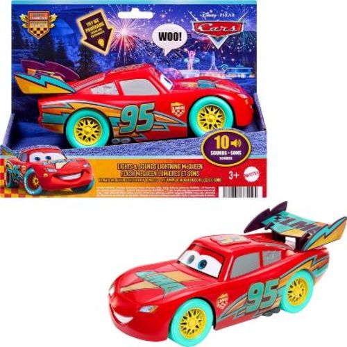 Disney And Pixar Cars Race to Celebrate Lights & Sounds Lightning McQueen, Large-Scale Toy Vehicle