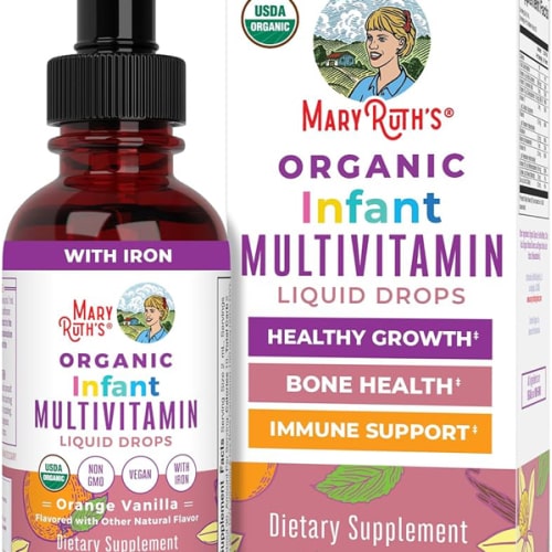 MaryRuth Organics Multivitamin with Iron for Infants | USDA Organic | Liquid Drops for Babies 6-12 Months | Immune Support & Overall Wellness | Vegan | Non-GMO | Gluten Free | 2 Fl Oz