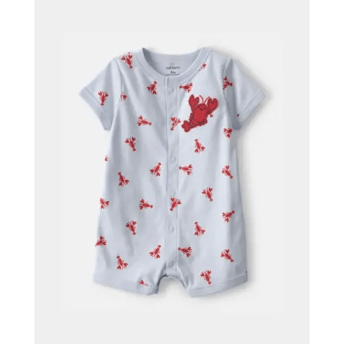 Baby Boy Lobster Short-Sleeve Romper - Grey | Carter's
