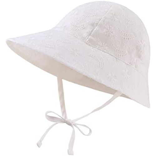 Baby Girl Sun Hats Cotton Toddler Summer Cap Girls Wide Brim Bucket Hat Infant Flower Hats Beach Sun Protection