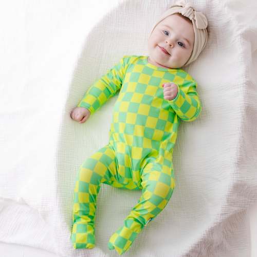 Lemon Lime Check Day to Night Romper