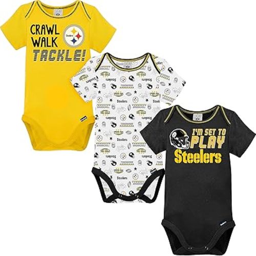 Gerber NFL unisex-baby Nfl Team 3 Pack Short Sleeve Onesie Bodysuit