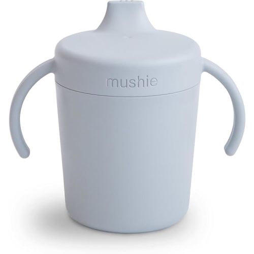 mushie Trainer Sippy Cup | Made in Denmark | Leak Resistant Twist-Off Lid & Handles | 6 Months + (Cloud)