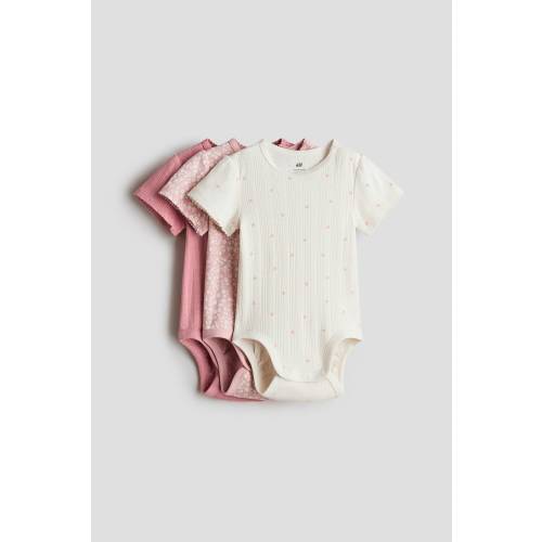Pink/floral 3-Pack Cotton Bodysuits for kids | H&M US