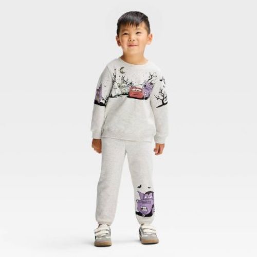 Toddler Boys' 2pc Cars Lightning McQueen Halloween Glow in the Dark Sweatshirt and Pants Set - Gray 4T