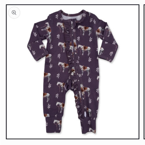 Mauve Ranch Horse -Ruffled- Jammies – Cowkid Clothing Company