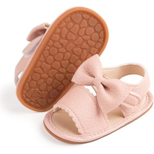 Babelvit Infant Baby Girl Boy Sandals Comfort Premium Summer Outdoor Casual Beach Shoes with Flower Bowknot Anti Slip Rubber Sole Newborn Toddler Prewalker First Walking Shoes