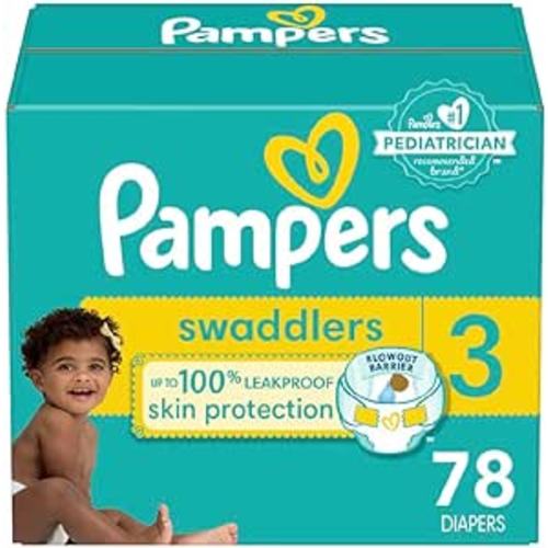 Pampers Swaddlers Diapers - Size 3, 78 Count, Ultra Soft Disposable Baby Diapers