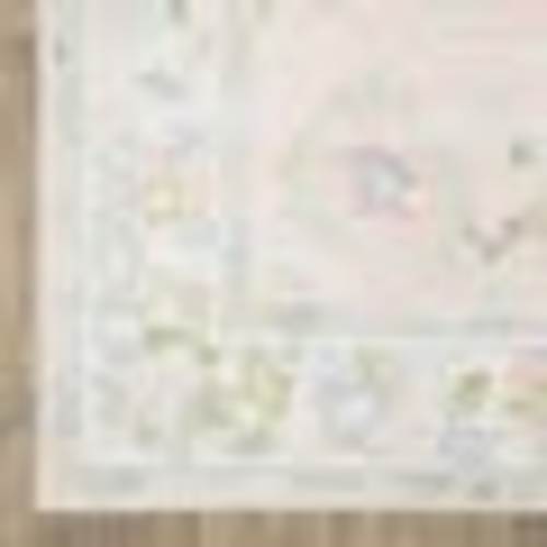Kugler Traditional Bordered Floral Pink/ Green Printed Washable Flat Pile Area Rug