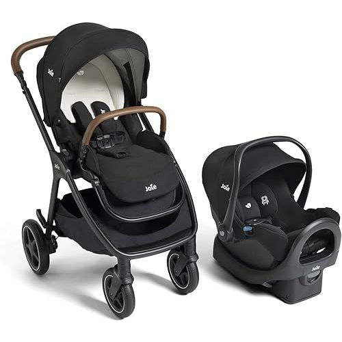 Joie, Kava and Rue Travel System - 3-in-1 Stroller, Lightweight Infant Car Seat & Anti-Rebound Base, All-Wheel Suspension, Reversible Seat (Shale)
