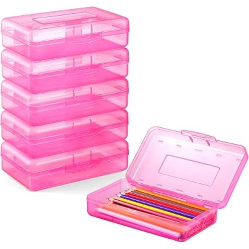 Sooez 6 Pack Pencil Box, School Box, Hard Pencil Boxes for School Supplies