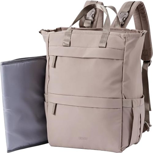 Diaper Bag Backpack with Fast-Access Back Zipper (Grayish Brown)