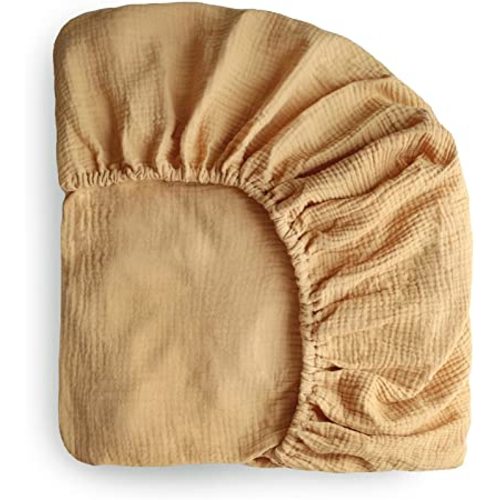 mushie Extra Soft Muslin Fitted Crib Sheet | 28"x 52" (Fall Yellow)