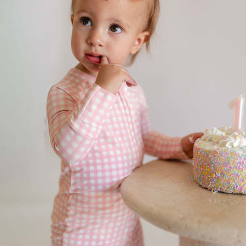 Infant Romper in Pink Gingham