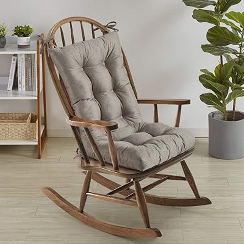 Sweet Home Collection Rocking Chair Cushion Premium Pads Non Skid Slip Backed Set of Upper and Lower with Ties(Pack of 1)