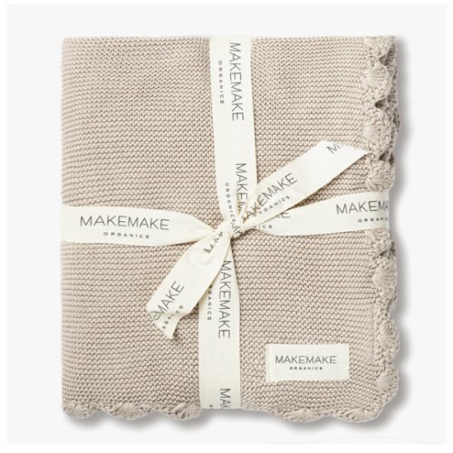 Organic Cotton Scalloped Baby Blanket - Beige