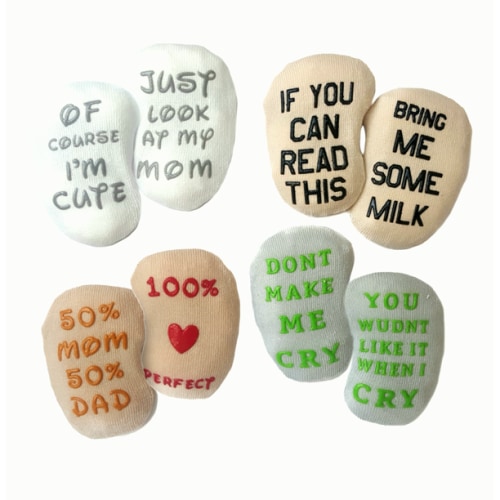 Baby Socks Gift Set, Non-Slip Socks with Fun Quotes for Baby Boys & Baby Girls 0-12 Months - Bittybeans by Mommachi