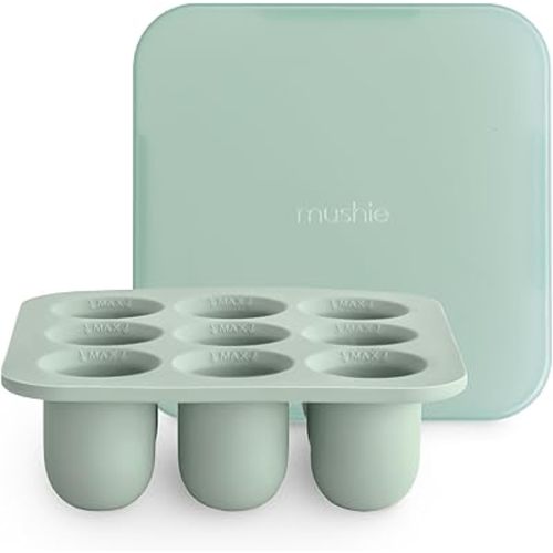 mushie Fresh Food Feeder Freezer Tray with Lid for Frozen Baby Food | 9 Cups x 0.34 oz | BPA Free Storage Container (Tradewinds)