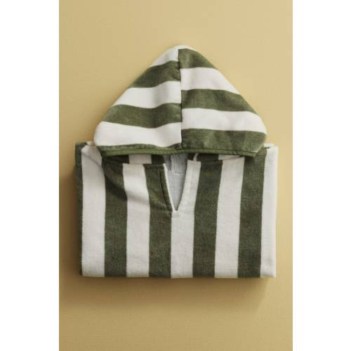 STRIPED COTTON HOODED TOWEL WRAP