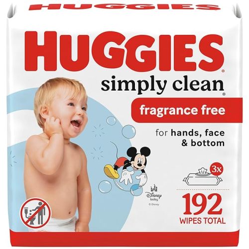 Huggies Simply Clean Baby Wipes, Unscented, 3 Packs, 192 Wipes