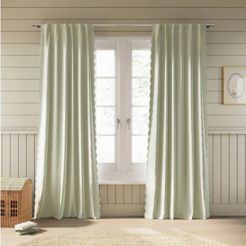 Scallop Edge Blackout Curtain Mint 84x50 set of 2