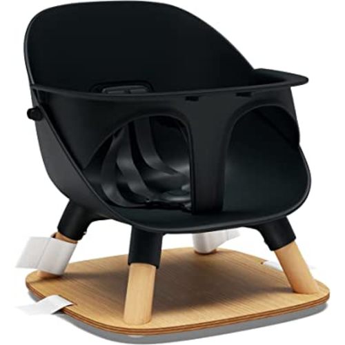 Lalo The Booster Seat for Babies & Toddlers, Children's Booster Seat, Easy to Clean Five-Point Safety Harness & Durable Non-Toxic Plastic Seat & Belly Bar - Licorice