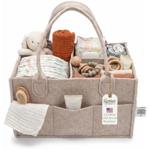 Parker Baby Felt Diaper Caddy & Diaper Organizer Basket - Regular, Oatmeal