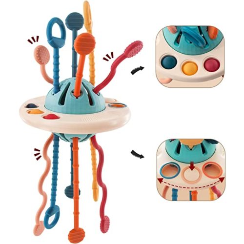 Montessori Toys for 18M+, Food Grade Silicone Pull String Activity Toy, Sensory Toys for Toddlers, Travel Toys for Babies, Baby Toys Fine Motor Skills Toys Gift for 18m+