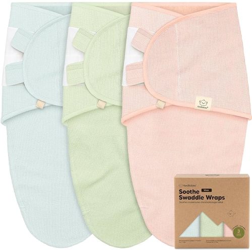 3-Pack Organic Swaddles for Newborns, Baby Sleep Sacks 0-3 Months - Baby Swaddle Wrap, Newborn Wearable Blanket, Infant Sleep Sack for Girls, Boys, Soft & Snug, Large Hook & Loop Closure (Mellow)
