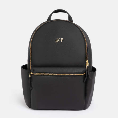 Ebony Classic City Pack II | Black Vegan Leather Diaper Backpack – Freshly Picked