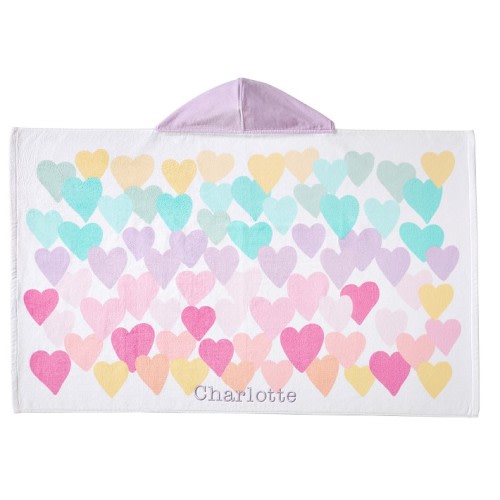 Rainbow Heart Beach Hooded Towel UPF 50+