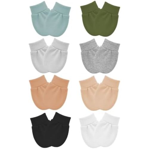 8 Pairs Newborn Baby Mittens No Scratch Infant Baby Cotton Gloves Newborn for 0-6 Months Baby Boys Girls