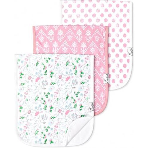 Copper Pearl Premium Baby Burp Cloths - 3-Pack Large Cotton Burp Cloths, Extra Soft Spit Up Rags with 3 Absorbent Layers, Perfect for Baby Boy and Baby Girl Gifts