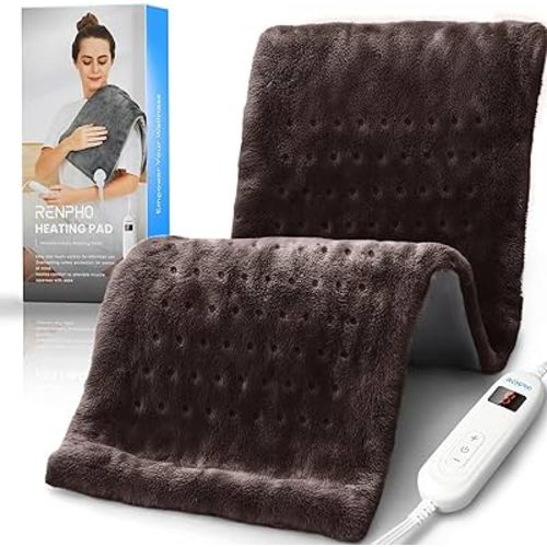 RENPHO Heating pad for Neck and Shoulder and Back & Period Cramps and Leg Pain Relief, Electric Heat Pads, Birthday Christmas Gifts for Women Men, FSA Eligible, ETL Certified, 12"x24" Brown