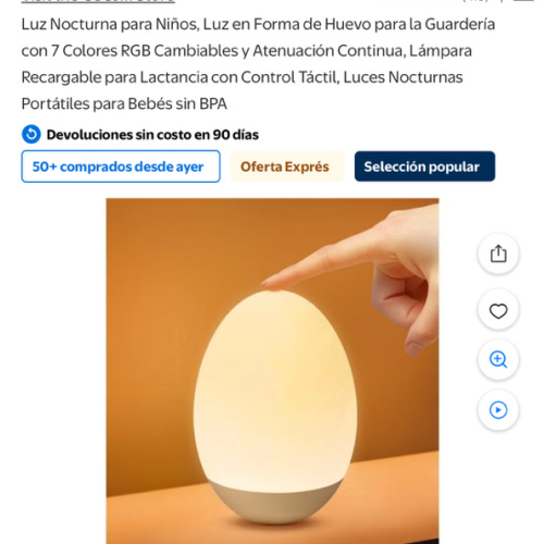 COSJM Baby Night Light, Egg Nursery Lamp RGB Colors, Touch Control, Rechargeable