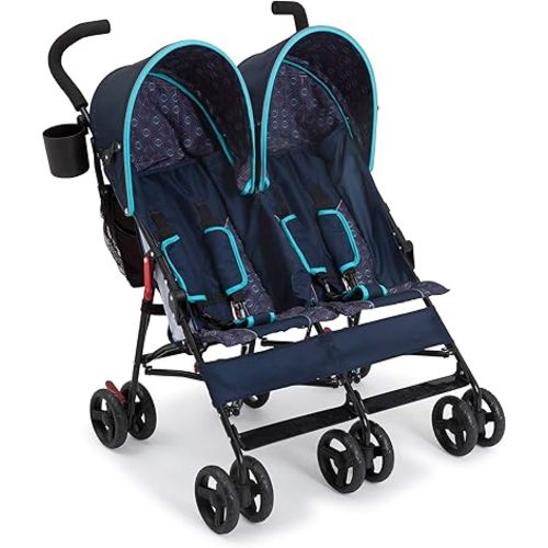 Delta Children LX Side by Side Stroller - with Recline, Storage & Compact Fold, Night Sky