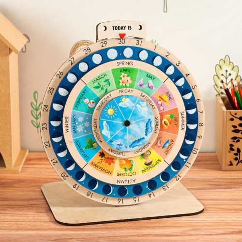 Montessori Calendar Wooden Calendar for Kids Montessori Circle Time Learning Toy Educational Gift Homeschool Calendar