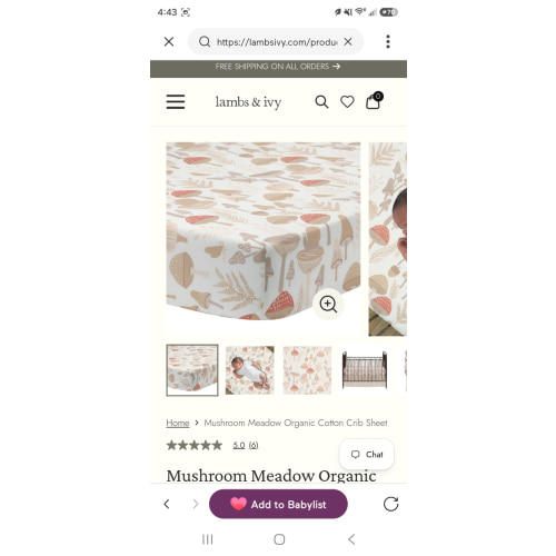 Mushroom Meadow Organic Cotton Crib Sheet
