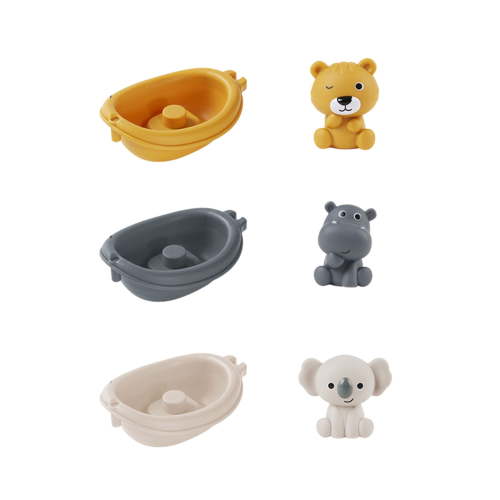STPToys Bath Toys Floating Boats,Baby Bath Toys 6-12 Months Squeezable Silicone Bath Finger Puppets for Toddlers Animal Bathtub Toys