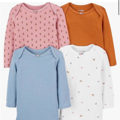 Simple Joys by Carter's Baby Girls' 4-pack Long-sleeve Textured Bodysuits